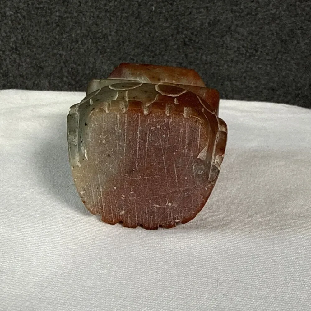 HAND CARVED MARBLE SCULPTURE STONE OWL FIGURINE 2.25” Jasper? - Picture 6 of 7